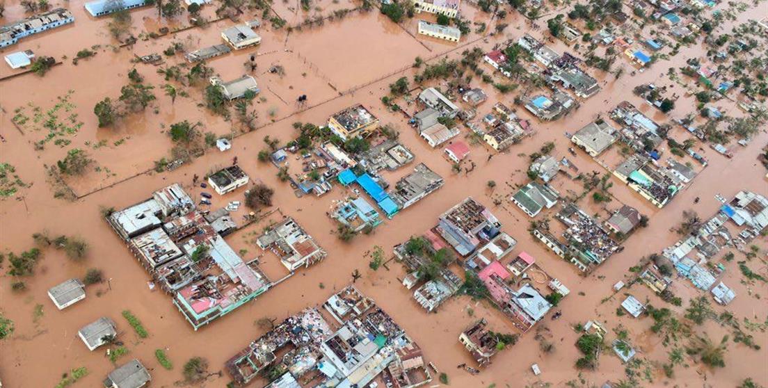 Mozambique, 2019. Tras el paso del ciclón Idai, fuertes aguaceros arrasaron hogares, cultivos e infraestructura esencial del país